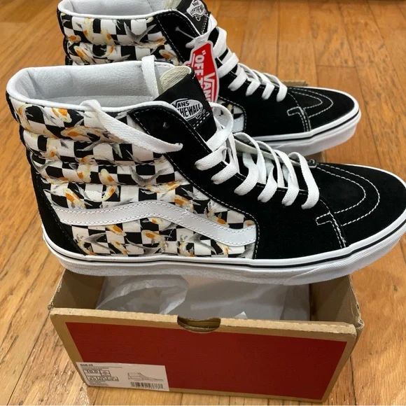 VANS Sk8-Hi Checkerboard Suede Shoes Skate Black Sneakers Men's Size 10 - Picture 2 of 8